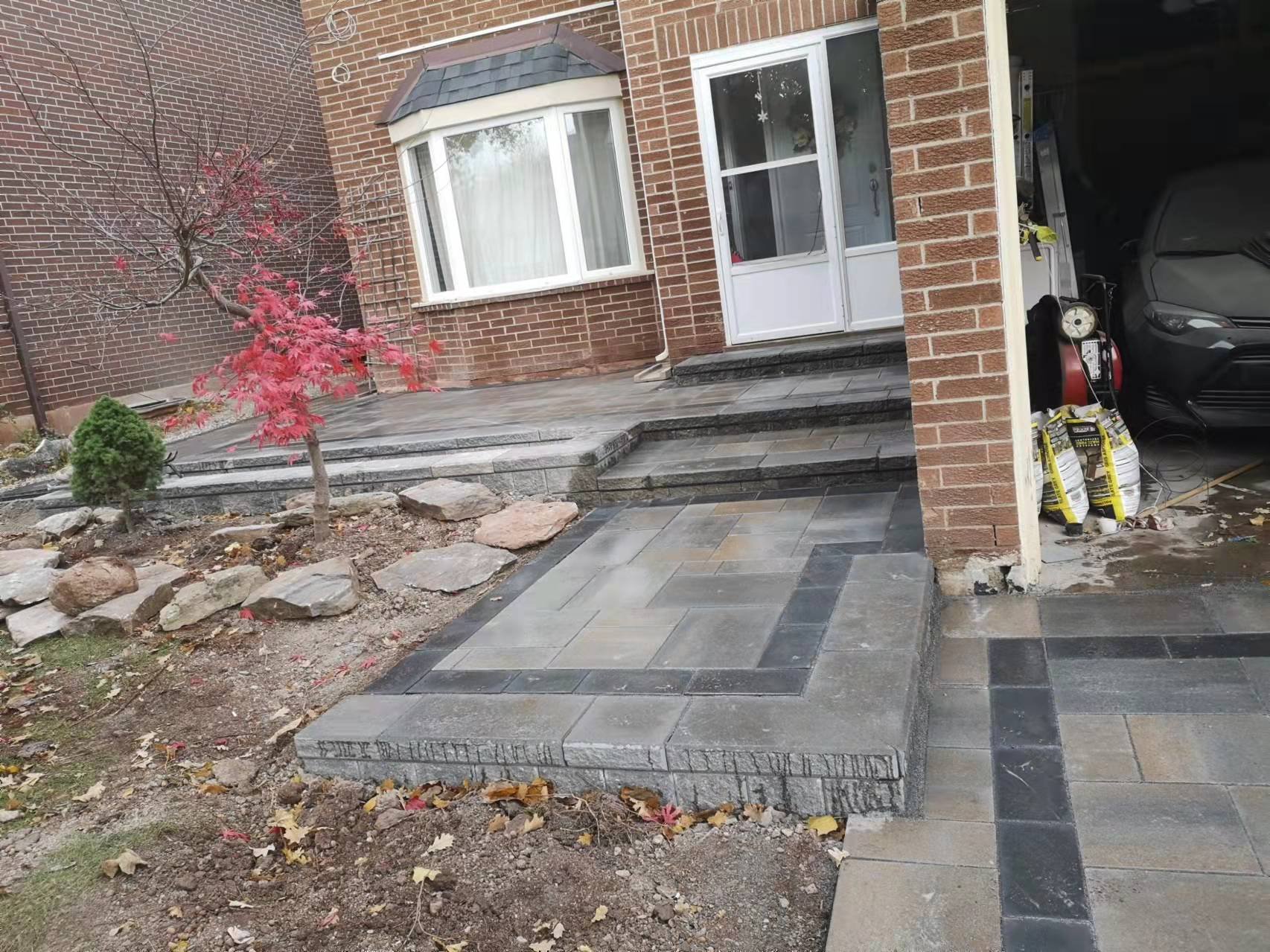 Autumn front yard steps